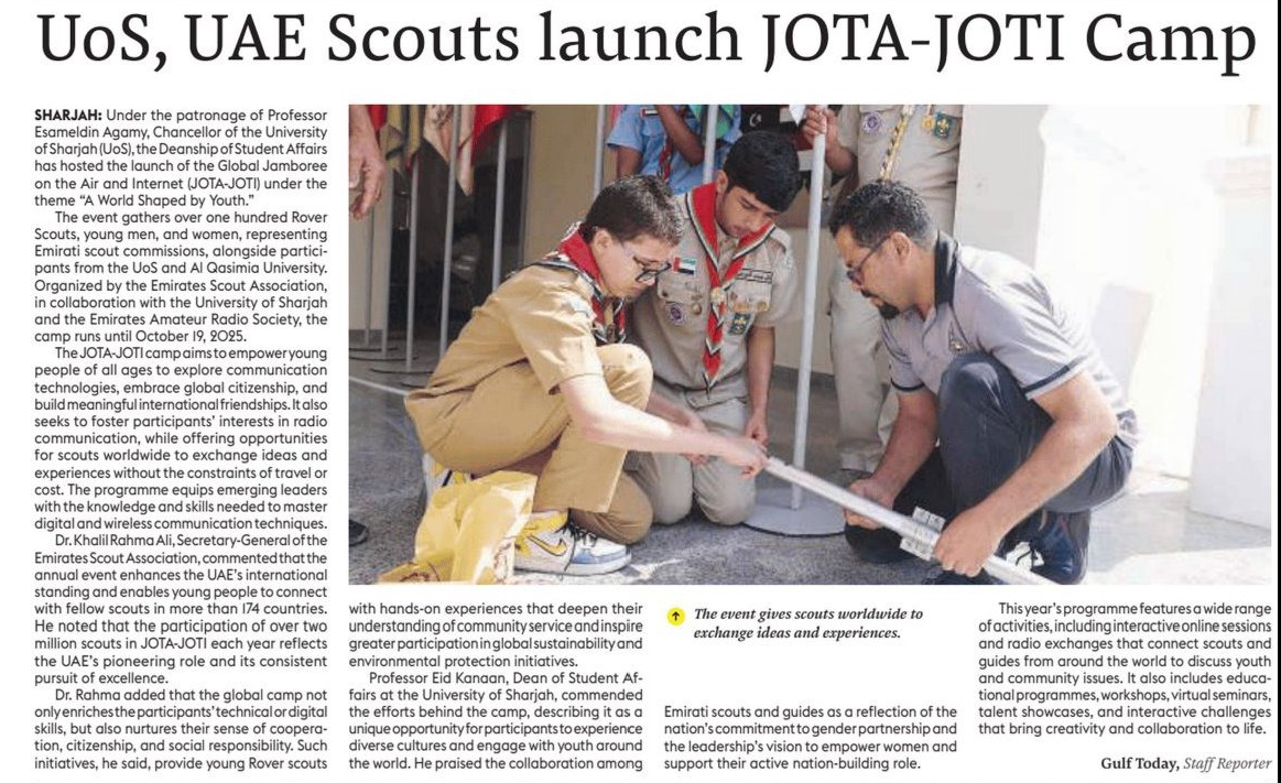 University of Sharjah Hosts Global JOTA-JOTI Scout Camp to Advance Youth Empowerment