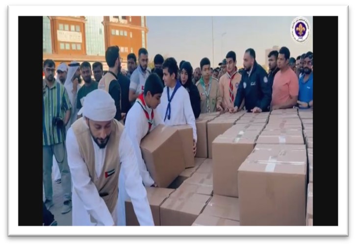 Ras Al Khaimah Scouts participate in the Ramadan Food Basket distribution initiative in the presence of Sheikh Salem bin Sultan Al Qasimi (1)