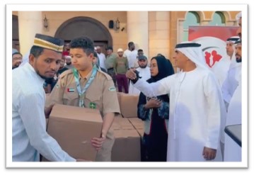 Ras Al Khaimah Scouts participate in the Ramadan Food Basket distribution initiative in the presence of Sheikh Salem bin Sultan Al Qasimi (3)